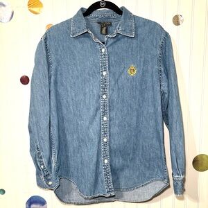 Vintage 90’s Lauren Ralph Lauren denim chambray button down size Medium